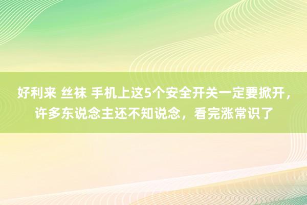 好利来 丝袜 手机上这5个安全开关一定要掀开，许多东说念主还不知说念，看完涨常识了