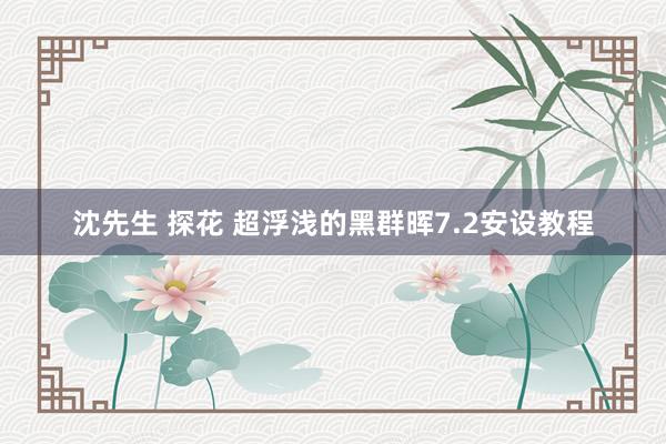 沈先生 探花 超浮浅的黑群晖7.2安设教程