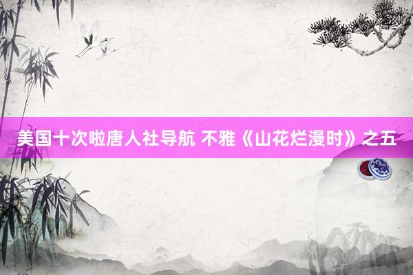 美国十次啦唐人社导航 不雅《山花烂漫时》之五