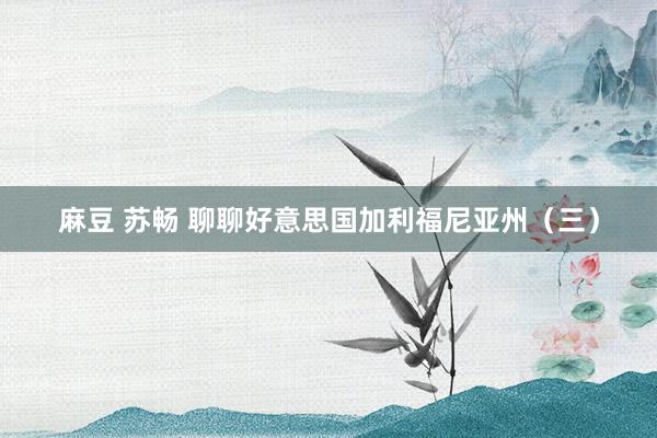 麻豆 苏畅 聊聊好意思国加利福尼亚州（三）